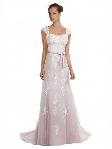 Cheapest Strapless Mermaid Tulle Lace Beach Wedding Dress with Belt UK