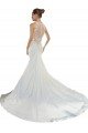 Cheapest Sweetheart Mermaid Satin Beach Wedding Dress with Illusion Lace Back UK