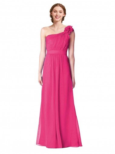 Cheapest Full Length One Shoulder Chiffon Bridesmaid Dress UK
