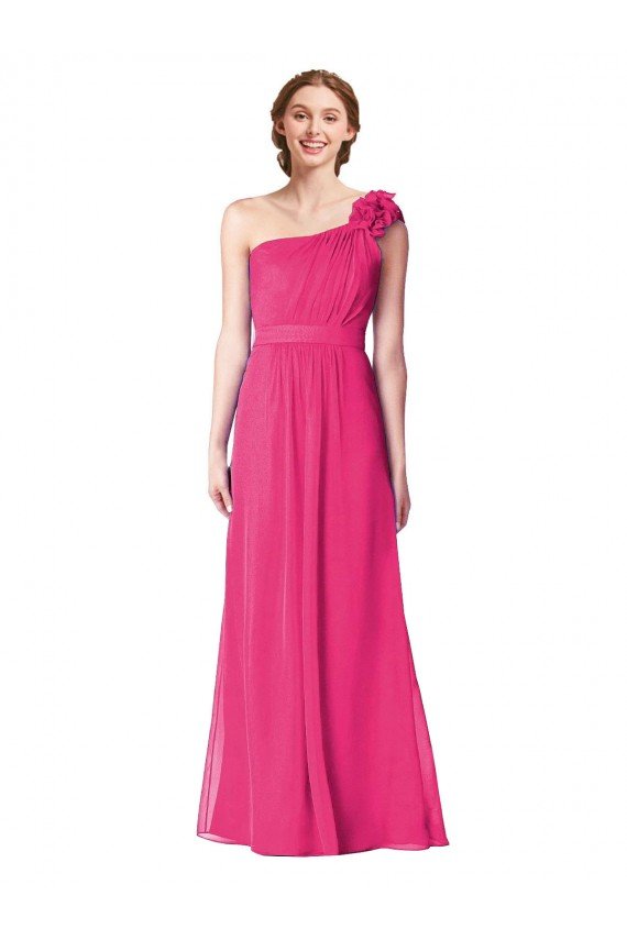 Cheapest Full Length One Shoulder Chiffon Bridesmaid Dress UK