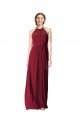 Cheapest Halter Neck Chiffon Bridesmaid Dress with Shirred Bodice UK