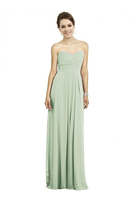Cheapest Full Length Strapless Chiffon Bridesmaid Dress with Sweetheart Neckline UK