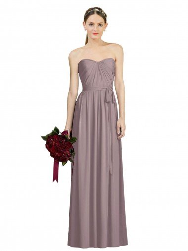 Cheapest Sweetheart Neckline Long Full Length Chiffon Bridesmaid Dress UK