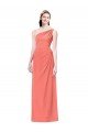Cheapest Draped Full Length One Shoulder Chiffon Bridesmaid Dress UK