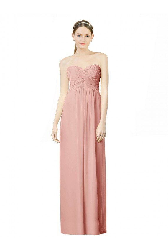Cheapest Long Chiffon Sweetheart Bridesmaid Dress with Twist Bodice UK