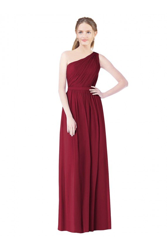 Cheapest One Shoulder Full Length Long Chiffon Bridesmaid Dress. UK