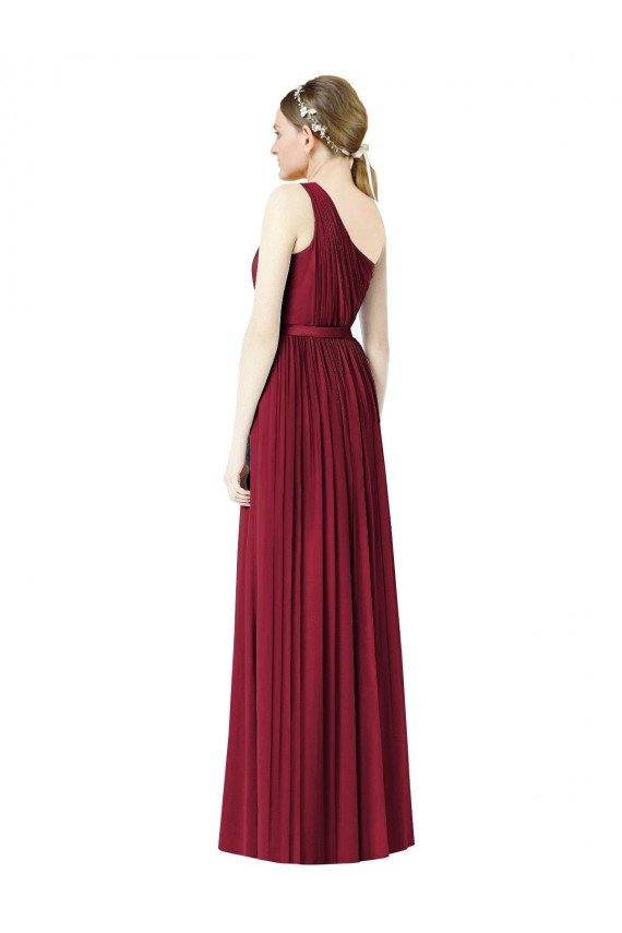 Cheapest One Shoulder Full Length Long Chiffon Bridesmaid Dress. UK