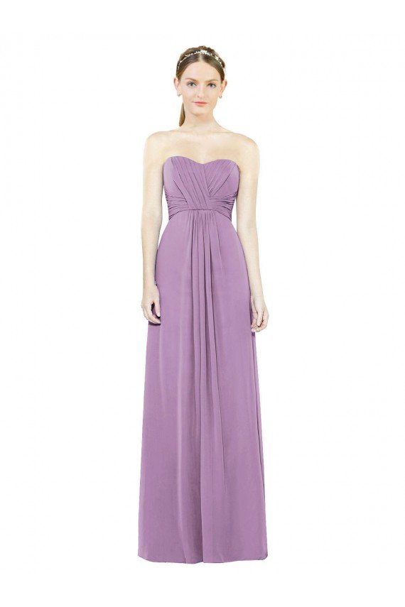 Cheapest Sweetheart Neckline Strapless Chiffon Bridesmaid Dress with Wrap Pleat UK