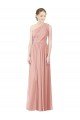 Cheapest One Shoulder Long Chiffon Bridesmaid Dress with Shirred Waistband UK