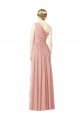 Cheapest One Shoulder Long Chiffon Bridesmaid Dress with Shirred Waistband UK
