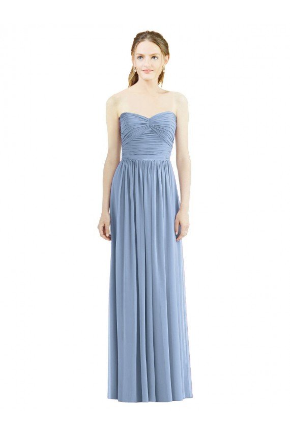 Cheapest Strapless Long Chiffon Dress with Sweetheart Neckline And Draped Bodice UK