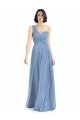 Cheapest One Shoulder Long Chiffon Bridesmaid Dress with Sweetheart Bodice UK