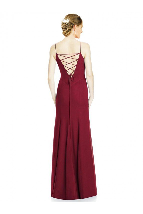 Cheapest High Square Trumpet Chiffon Bridesmaid Dress with Lace-Up Open Back UK