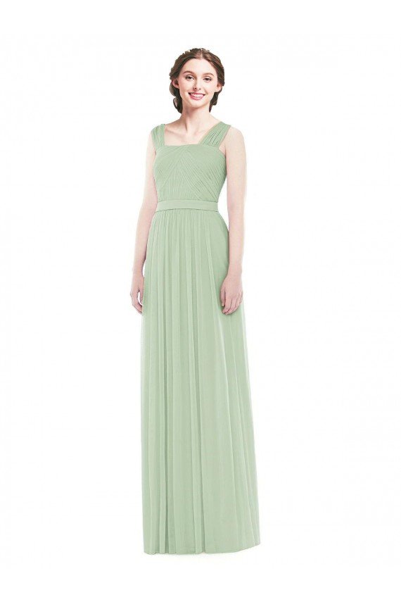 Cheapest Sleeveless Chiffon Long Bridesmaid Dress with Shoulder Straps UK