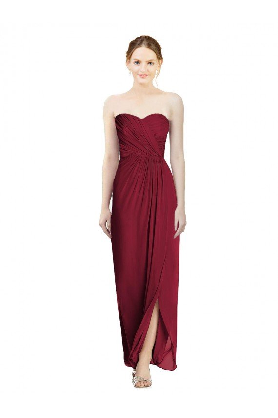 Cheapest Strapless Sweetheart Long Chiffon Bridesmaid Dress UK