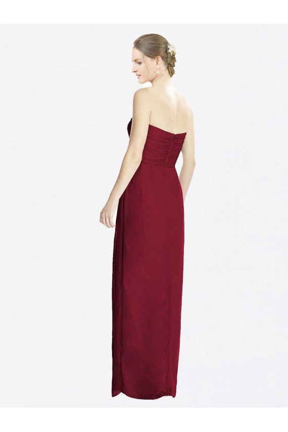 Cheapest Strapless Sweetheart Long Chiffon Bridesmaid Dress UK