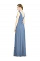 Cheapest Sleeveless Draped Chiffon Maxi Bridesmaid Dress with Front Slit UK