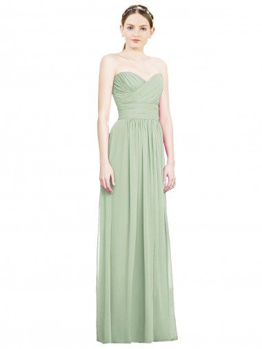 Cheapest Crisscross Draped Full Length Strapless Chiffon Bridesmaid Dress UK