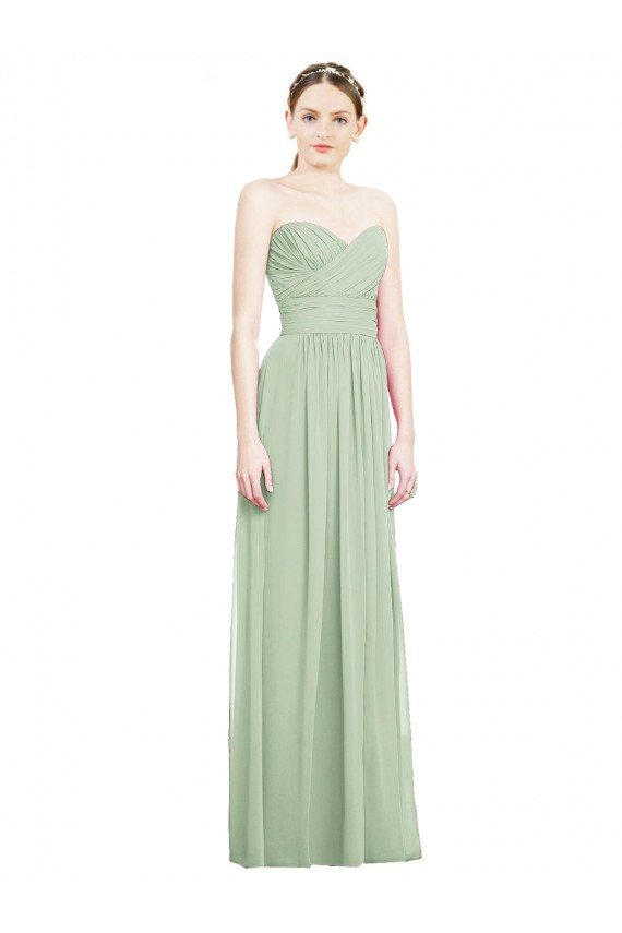 Cheapest Crisscross Draped Full Length Strapless Chiffon Bridesmaid Dress UK