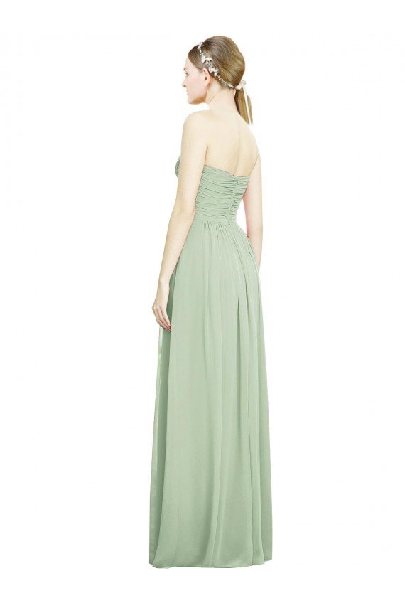 Cheapest Crisscross Draped Full Length Strapless Chiffon Bridesmaid Dress UK