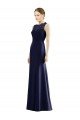 Cheapest Lace Bodice Open Back Trumpet Chiffon Bridesmaid Dress with Bow Belt UK