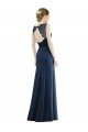 Cheapest Lace Bodice Open Back Trumpet Chiffon Bridesmaid Dress with Bow Belt UK