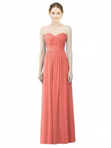 Cheapest Draped Sweetheart Strapless Chiffon Bridesmaid Dress UK