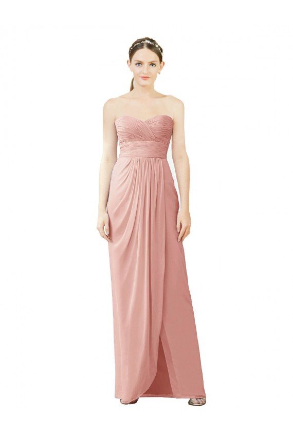 Cheapest Strapless Sweetheart Long Chiffon Wrap Bridesmaid Dress UK