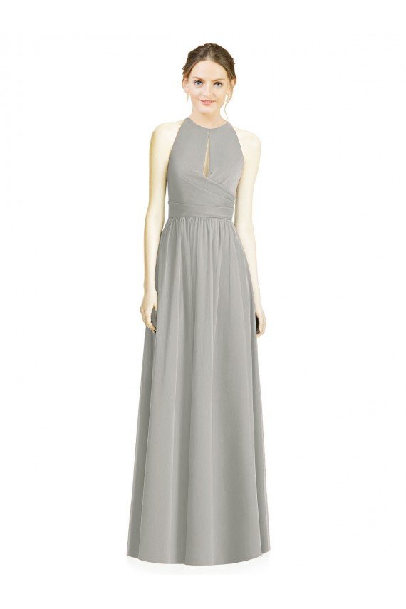 Cheapest Draped Keyhole Long Chiffon Bridesmaid Dress UK