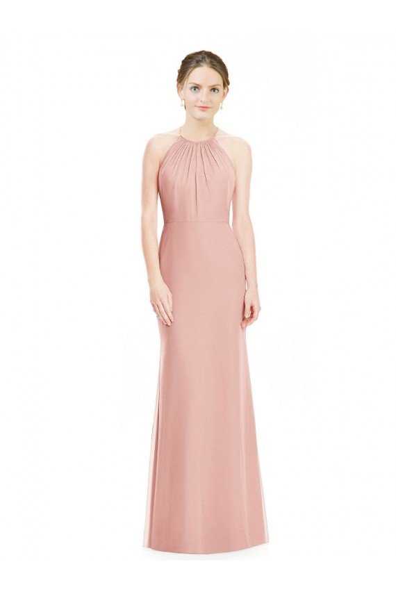 Cheapest Halter Neck Trumpet Chiffon Bridesmaid Dress UK