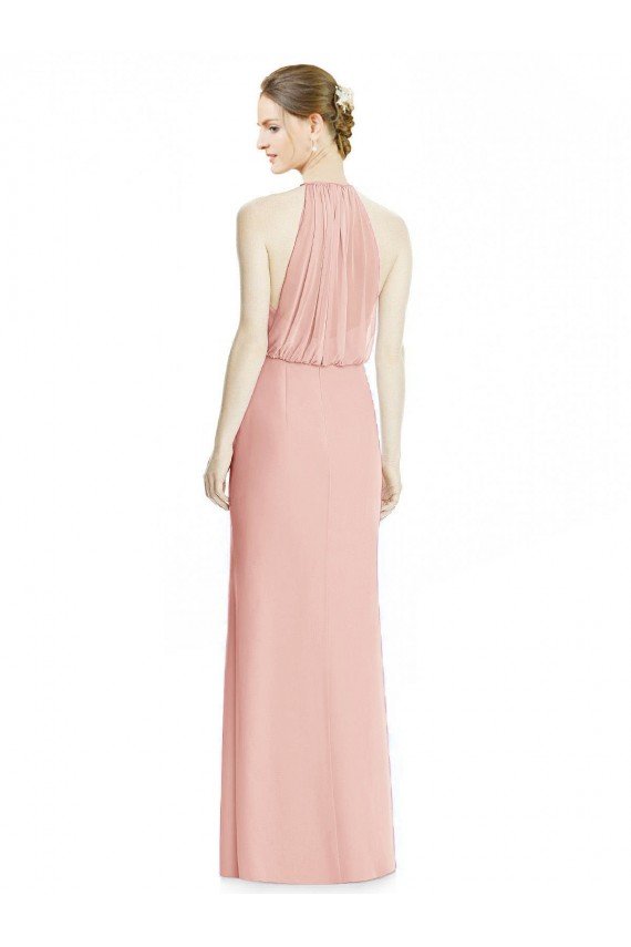 Cheapest Halter Neck Trumpet Chiffon Bridesmaid Dress UK