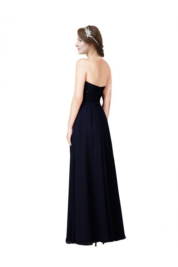Cheapest Strapless Chiffon Bridesmaids Dress with a Beaded Lace Sweetheart Bodice UK