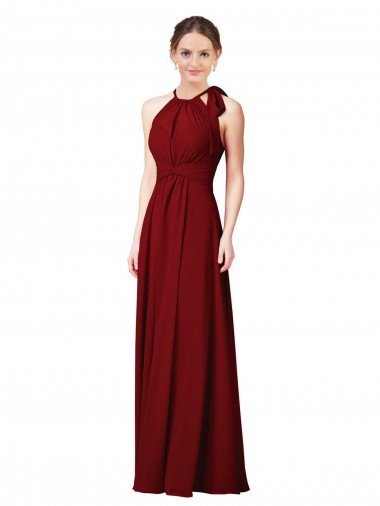 Cheapest Luxe Chiffon Bridesmaid Dress with Open Slit In the Back UK