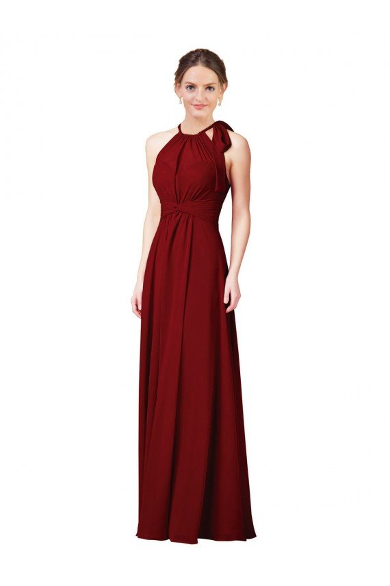 Cheapest Luxe Chiffon Bridesmaid Dress with Open Slit In the Back UK