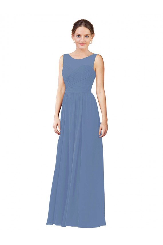 Cheapest Luxe Chiffon Bridesmaid Dress with Illusion and Sweetheart Neckline UK