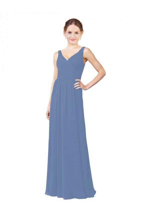 Cheapest Draped V-Neck Luxe Chiffon Bridesmaid Dress UK