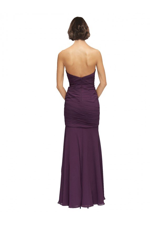 Cheapest Full Length Chiffon Bridesmaid Dress with Sweetheart Neckline and Ruffles UK