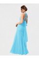 Cheapest Long Halter Chiffon Bridesmaid Dress with Dropped Waist UK