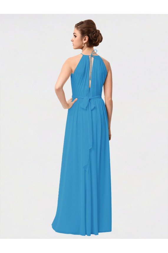 Cheapest High Low Long Halter Keyhole Chiffon Bridesmaid Dress UK