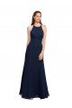 Cheapest High Halter Fit and Flare Long Chiffon Bridesmaid Dress / Prom Dress with Criss Cross Low Back UK