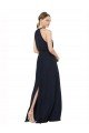 Cheapest High Halter Neckline Chiffon Bridesmaid Dress with Slim Keyhole Back UK