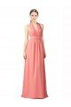 Cheapest Shirred Bodice Full Length Long Chiffon Bridesmaid Dress UK