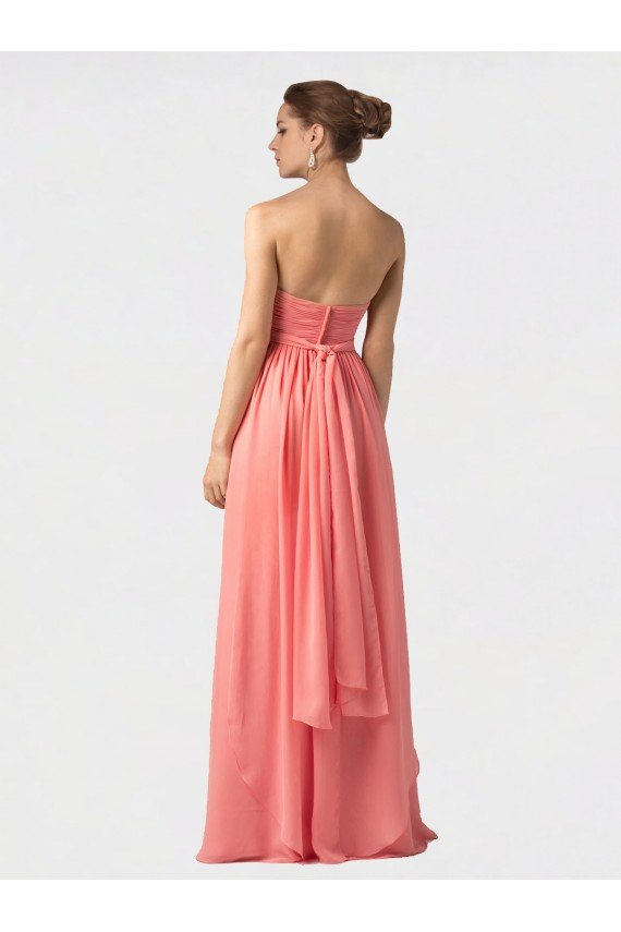 Cheapest Shirred Bodice Full Length Long Chiffon Bridesmaid Dress UK