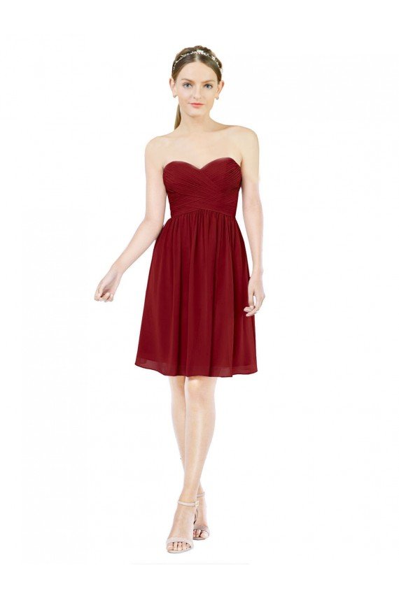 Cheapest Short Sweetheart Knee Length Chiffon Cocktail Bridesmaid Dress with Open Back UK