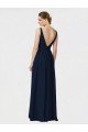 Cheapest Long Chiffon Bridesmaid Dress with Shirred Bodice and V-Neckline UK