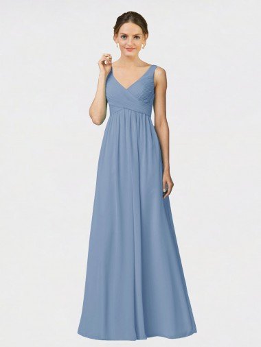 Cheapest Long Chiffon Bridesmaid Dress with Sweetheart Neckline and Wide Straps UK