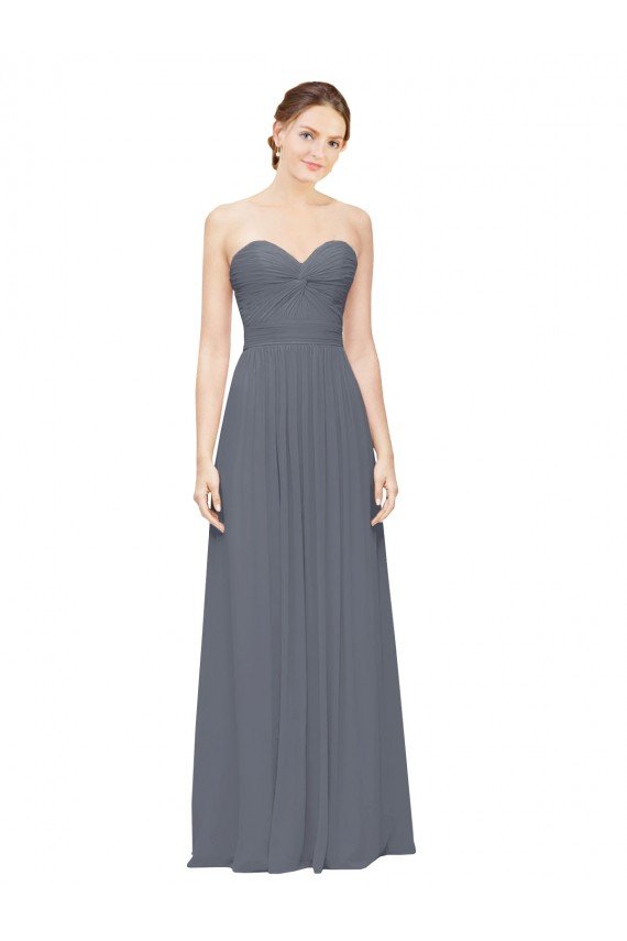 Cheapest Twisted Waist Pleats Sweetheart Long Chiffon Bridesmaid Dress UK