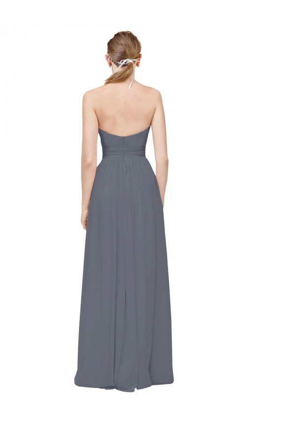 Cheapest Twisted Waist Pleats Sweetheart Long Chiffon Bridesmaid Dress UK