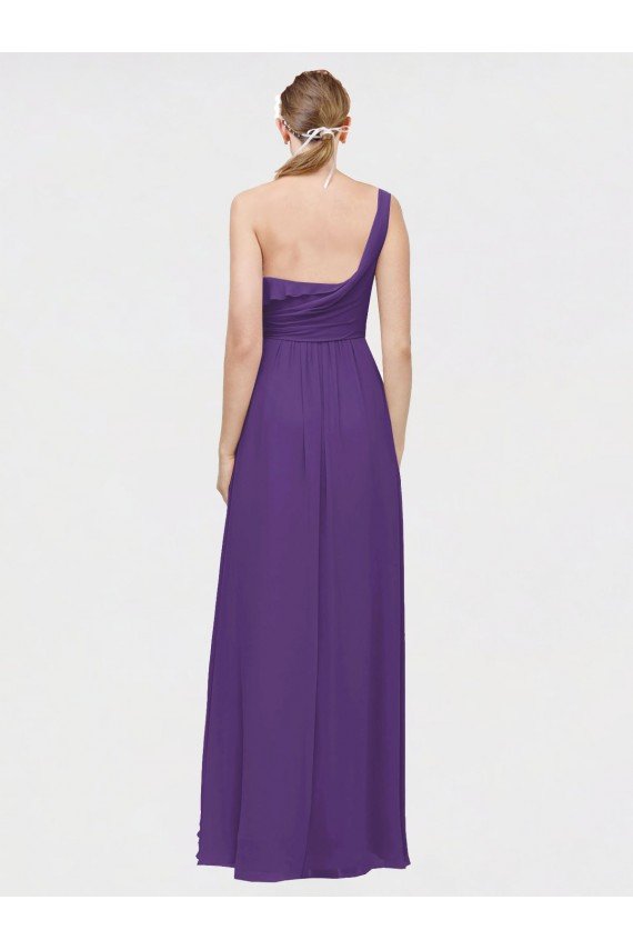 Cheapest One Shoulder High Low Chiffon Bridesmaid Dress with Wrap Waist UK