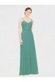 Cheapest Rouched V-Neckline and Spaghetti Straps Long Chiffon Bridesmaid Dress UK
